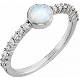 14K White Opal & 1/4 CTW Diamond Ring - 71823600P photo
