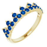 14K Yellow Blue Sapphire Crown Ring - 71972606P photo