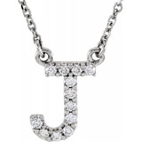 14K White Initial J 1/8 CTW Diamond 16 Necklace - 67311109P photo