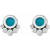 14K White Turquoise & 1/8 CTW Diamond Earrings - 86780620P photo 2