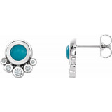 14K White Turquoise & 1/8 CTW Diamond Earrings - 86780620P photo
