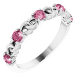 14K White Pink Tourmaline Stackable Link Ring - 72047614P photo