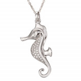 Alamea Sterling Silver and CZ Seahorse Pendant photo