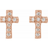 14K Rose .06 CTW Diamond Cross Earrings - R17013611P photo 2