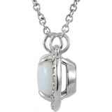 14K White Opal & .05 CTW Diamond Halo-Style 16 1/2 Necklace - 85902101P photo 2